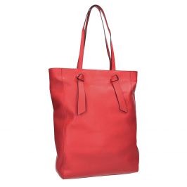 Červená kožená kabelka v štýle shopping bag