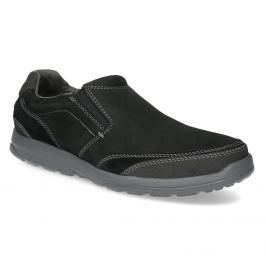Kožené čierne Slip-on s prešitím na špici