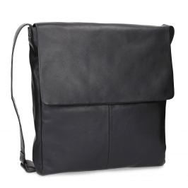 Kožená čierna Crossbody s klopou