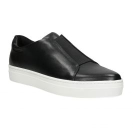 Čierne kožené slip-on s pružením
