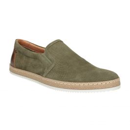 Pánske Slip-on z brúsenej khaki kože