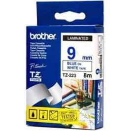 Páska BROTHER TZ-223, biela / modrá - 1 ks (9mm, laminovaná) TZ223
