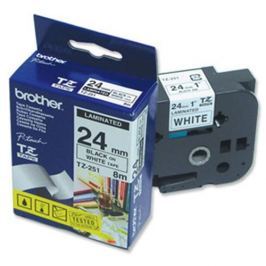 Páska BROTHER TZ-251, biela / čierna (24mm, laminovaná) TZ251