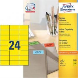Etikety farebné 70x37mm Avery A4 100 hárkov žlté AV003451