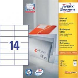Etikety univerzálne 105x42,3mm Avery A4 100 hárkov AV003653