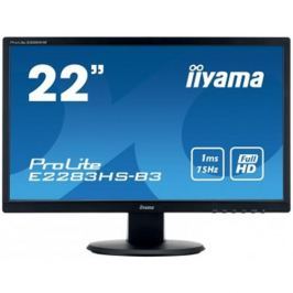 Monitor iiyama E2283HS-B3, 22'', 1ms, 250cd/m2, FullHD, 1000:1 (12M:1 ACR), VGA, HDMI, DP, repro, čierny