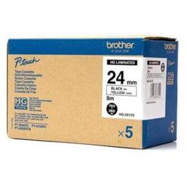 Páska BROTHER HG651 Black On Yellow HQ Tape (24mm) HG651V5